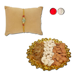 Affinity Pearl Rakhi - JPJUN-23-053 (Single Rakhi), Dryfruit Thali - Code RD500